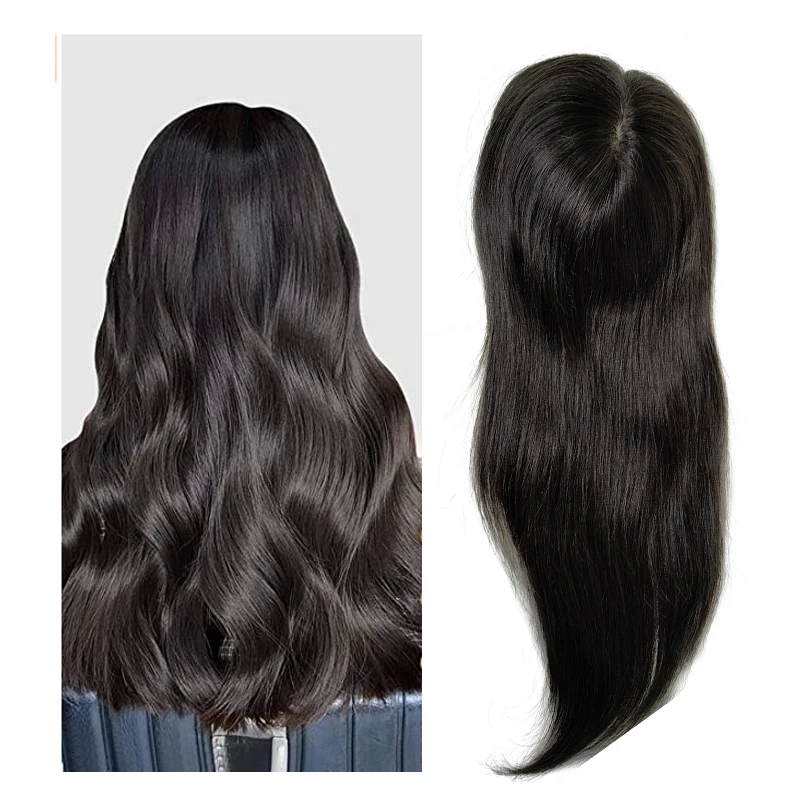 15x16 CM Zijden Top Remy Menselijk Haar Topper Voor Vrouwen Rechte Zijde Basis Clip In Topper Voor haaruitval 12-20in
