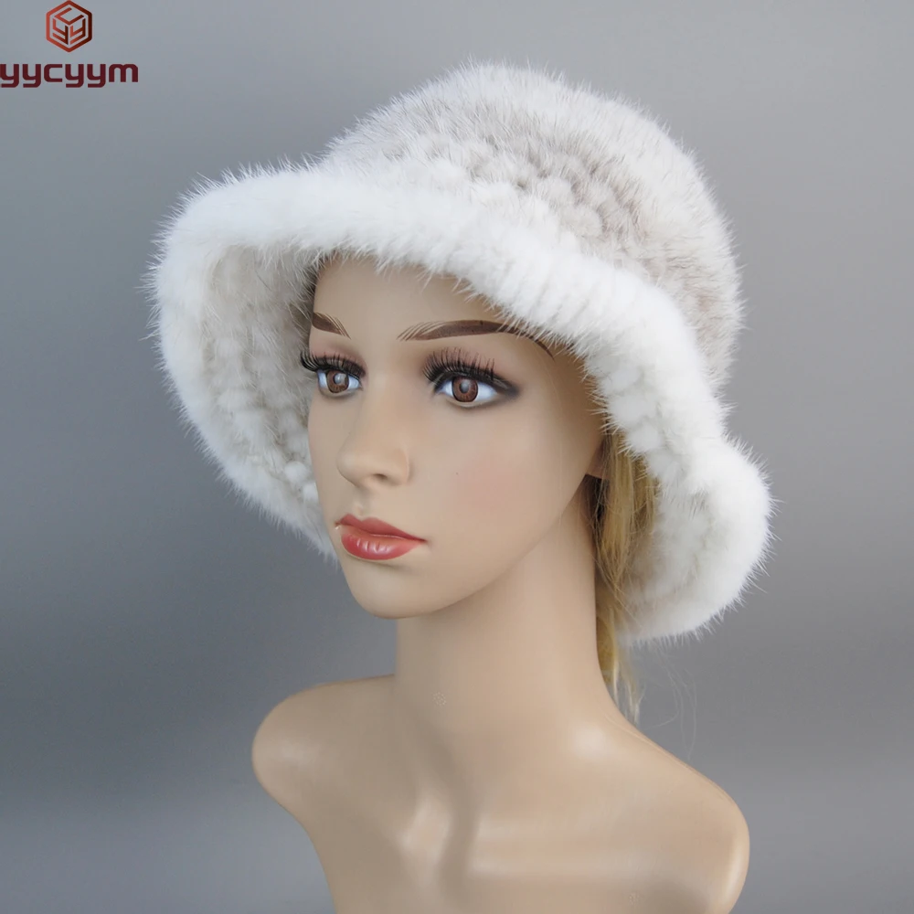 

2024 New Winter Lady 100% Natural Mink Fur Hats Knitted Warm Genuine Mink Fur Cap Russian Women Luxury Outdoor Real Mink Fur Hat