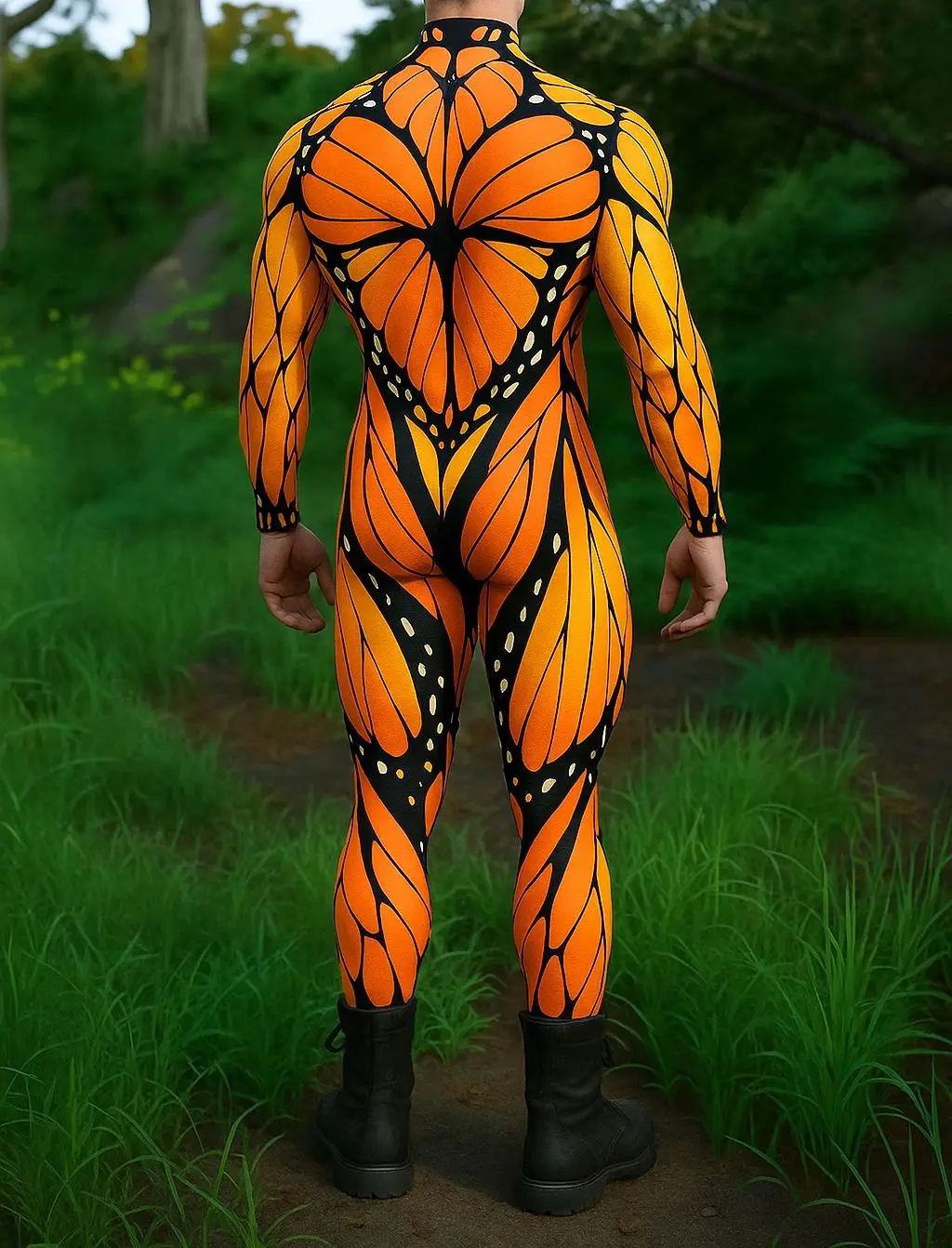 Halloween Schwarz-Weißes Spinnennetz Cosplay Bodysuit Kostüm Karneval Kunst Slim Jumpsuit Performance Karnevalsparty Zentai – Detail 16