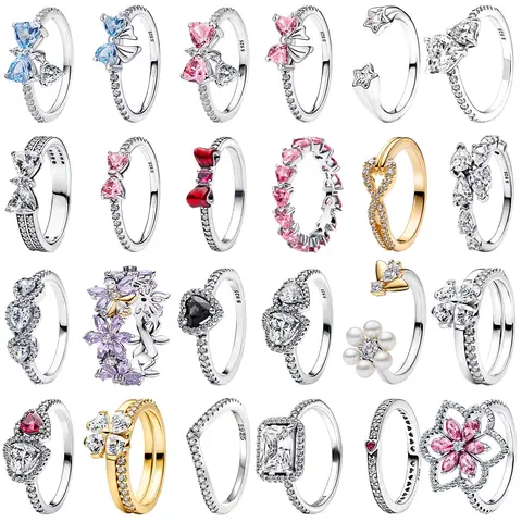 Ring Butterfly Sterling Silver New 925 Sterling Silver Romantic Bridal Sweet Fashion Luxury Butterfly Heart Floral Ring Inlaid Gem Wedding Gift Fine Jewelry