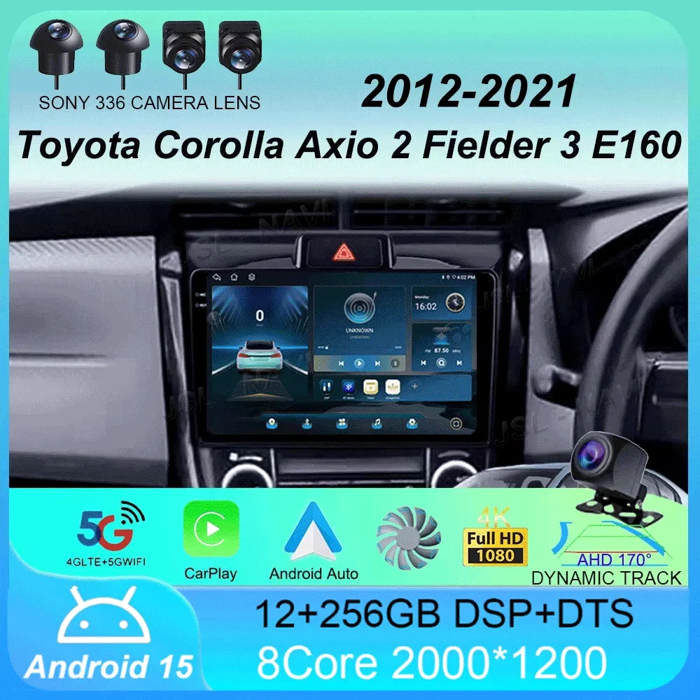 Android 15 para Toyota Corolla Axio 2 Fielder 3 E160 2012 - 2021 Radio de coche reproductor de vídeo Multimedia navegación estéreo GPS