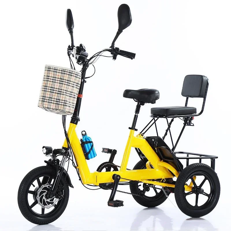 

14 inch 48V350W10.AH lithium battery small folding electric power tricycle adult pedal electric tricycle