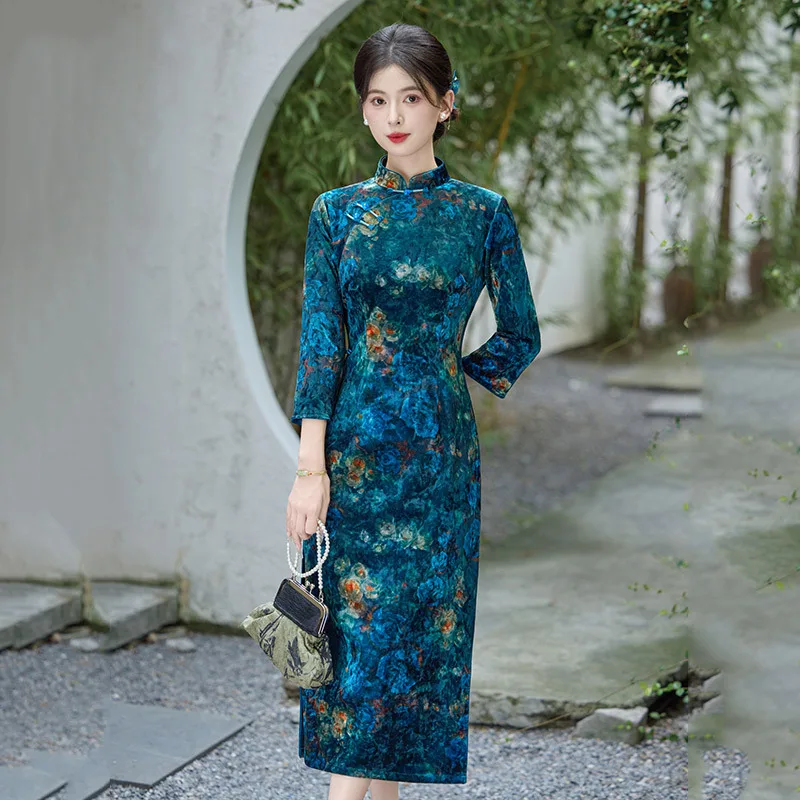 

Старый Шанхай Ципао в китайском стиле, улучшенный стиль Китайской Республики, элегантный темперамент, новинка 2025 года, Ципао