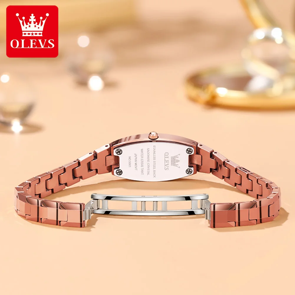 OLEVS Luxury Original Women Quartz Watch Tungsten Steel Strap Waterproof Watches Elegant Top Diamond Bracelet Ladies Wristwatch