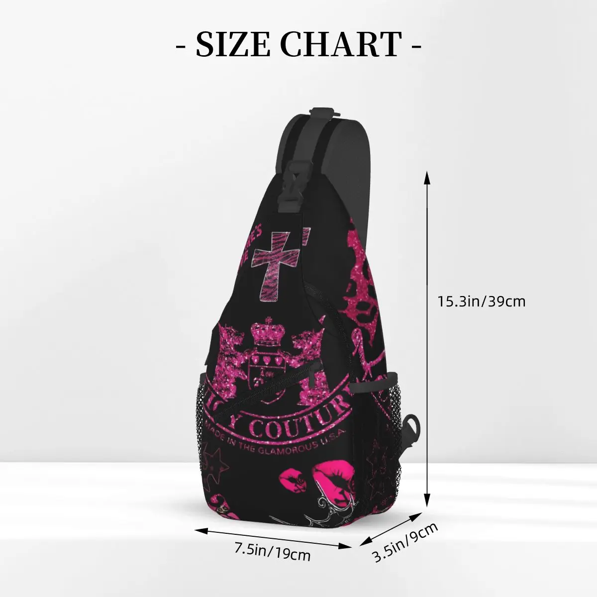 Juicy-Couture Crossbody Backpack Sling Shoulder Bag Durable Adjustable Gym Bag Cycling Travel Hiking Daypack