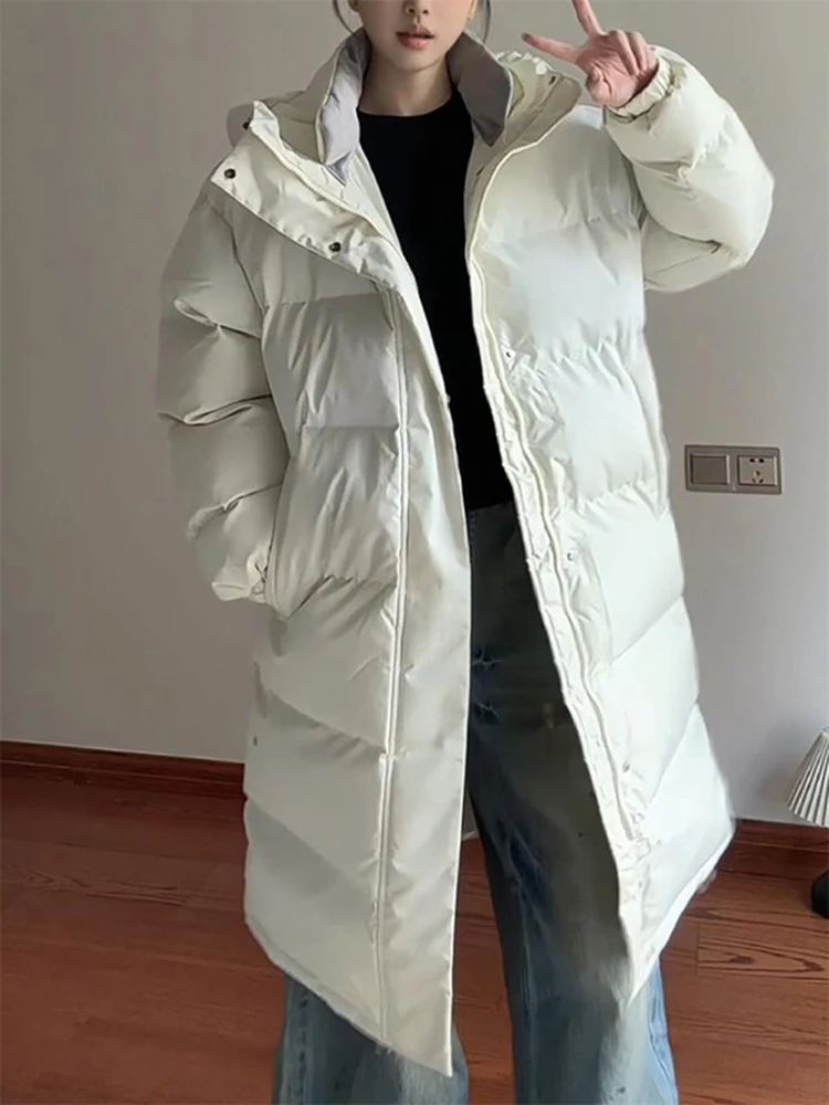 

Американский Sle Thiened, длинное хлопковое пальто с капюшоном для мужчин и женщин, зимнее хлопковое пальто выше колена, морозостойкое пальто Haome