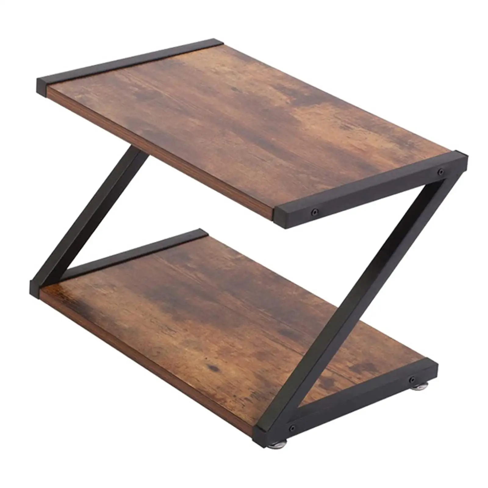 Desktop Printer Stand Bookshelf Rustic Sturdy Easy Assembly Wood 2 Tiers for Living Room Small Space Tabletop Home Fax Machine
