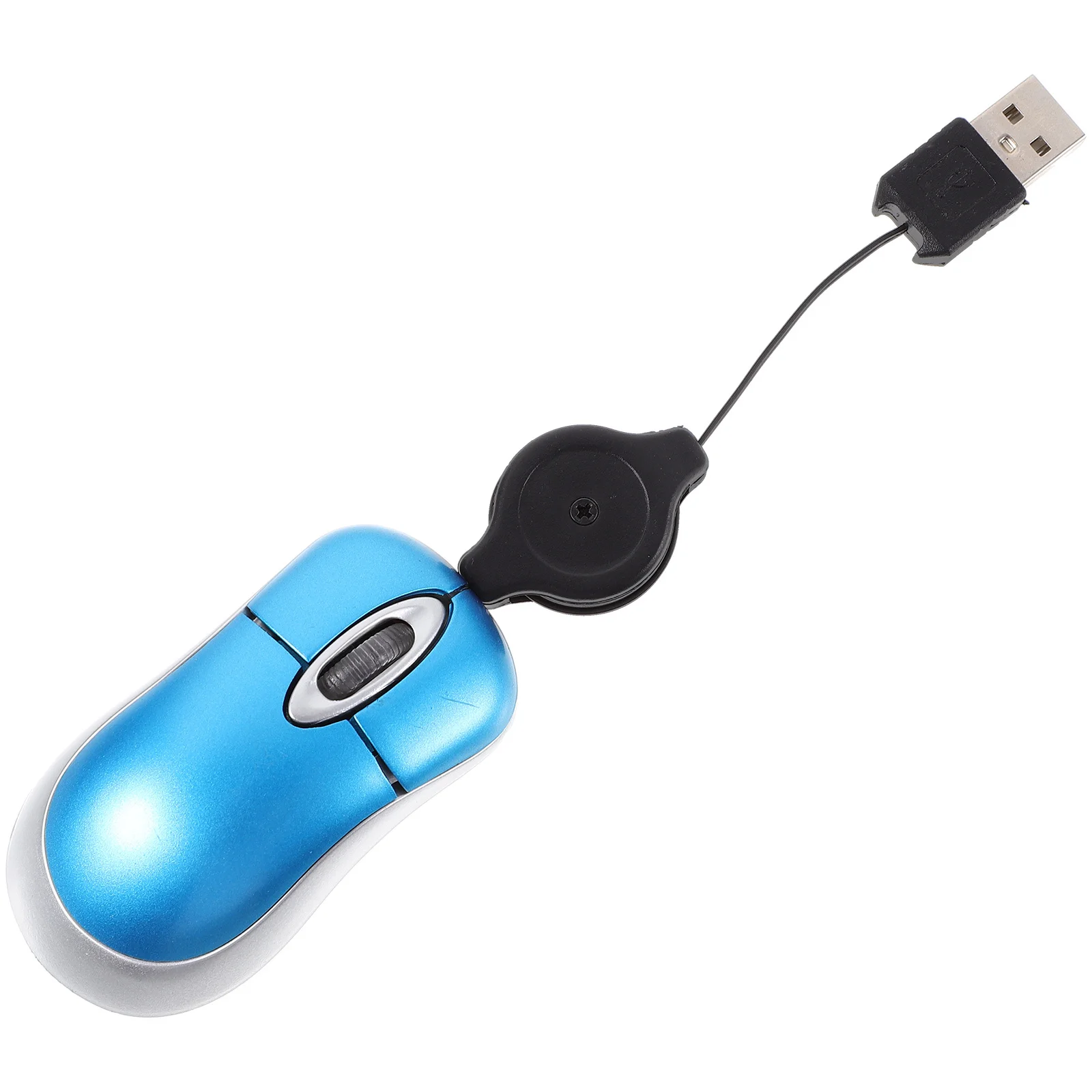 Mini Optical USB Retractable Cord Mouse Compact Play for Laptop USB Mouse