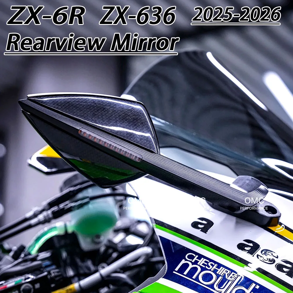 Nouveau réflecteur dynamique pour moto, rétroviseur à aile de vent, rétroviseur en aluminium pour Kawasaki ZX6R ZX636 2024 2025 2026