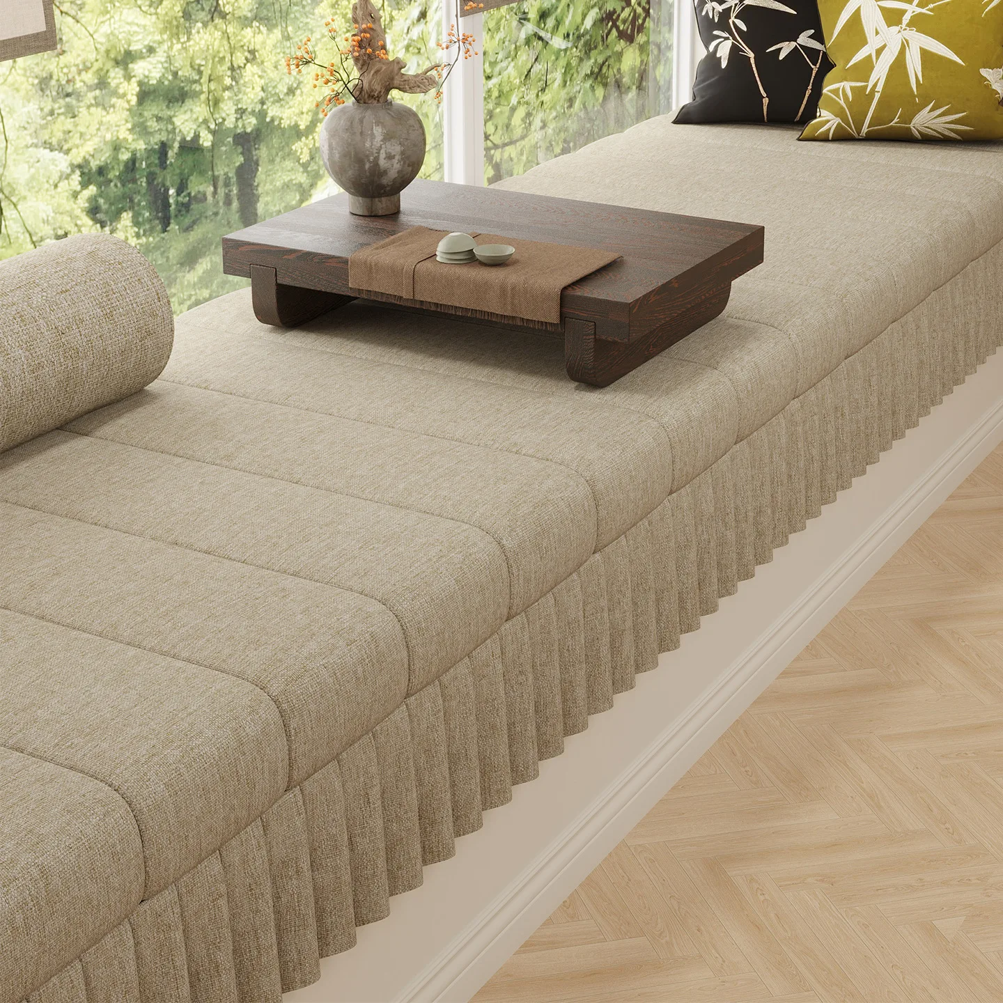Simple wind skirt removable and washable bay window mat 2026 new fixed non-slip window sill transformation mat cross-border whol