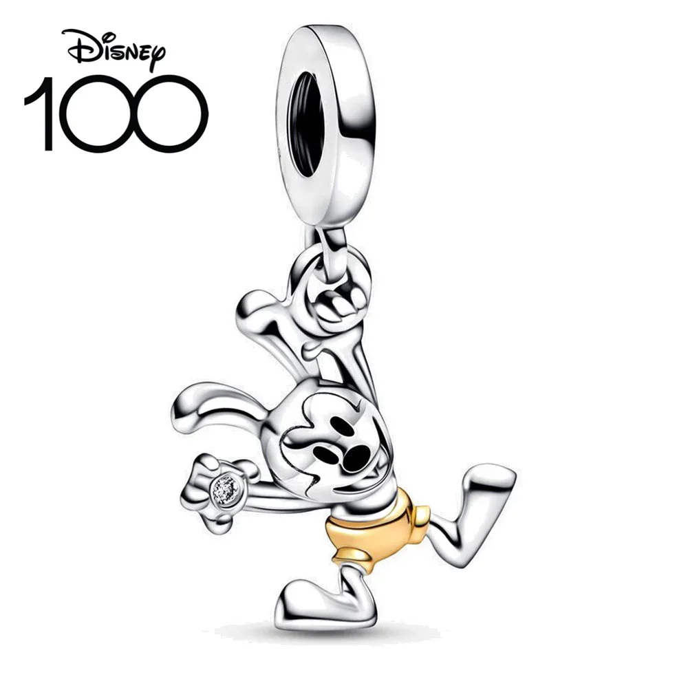 Potdemie Disney 100 Jubiläum Winnie The Pooh Dumbo Mickey Minnie Charm-Anhänger aus 100 % 925er Sterlingsilber, passend für Pandora-Armbänder