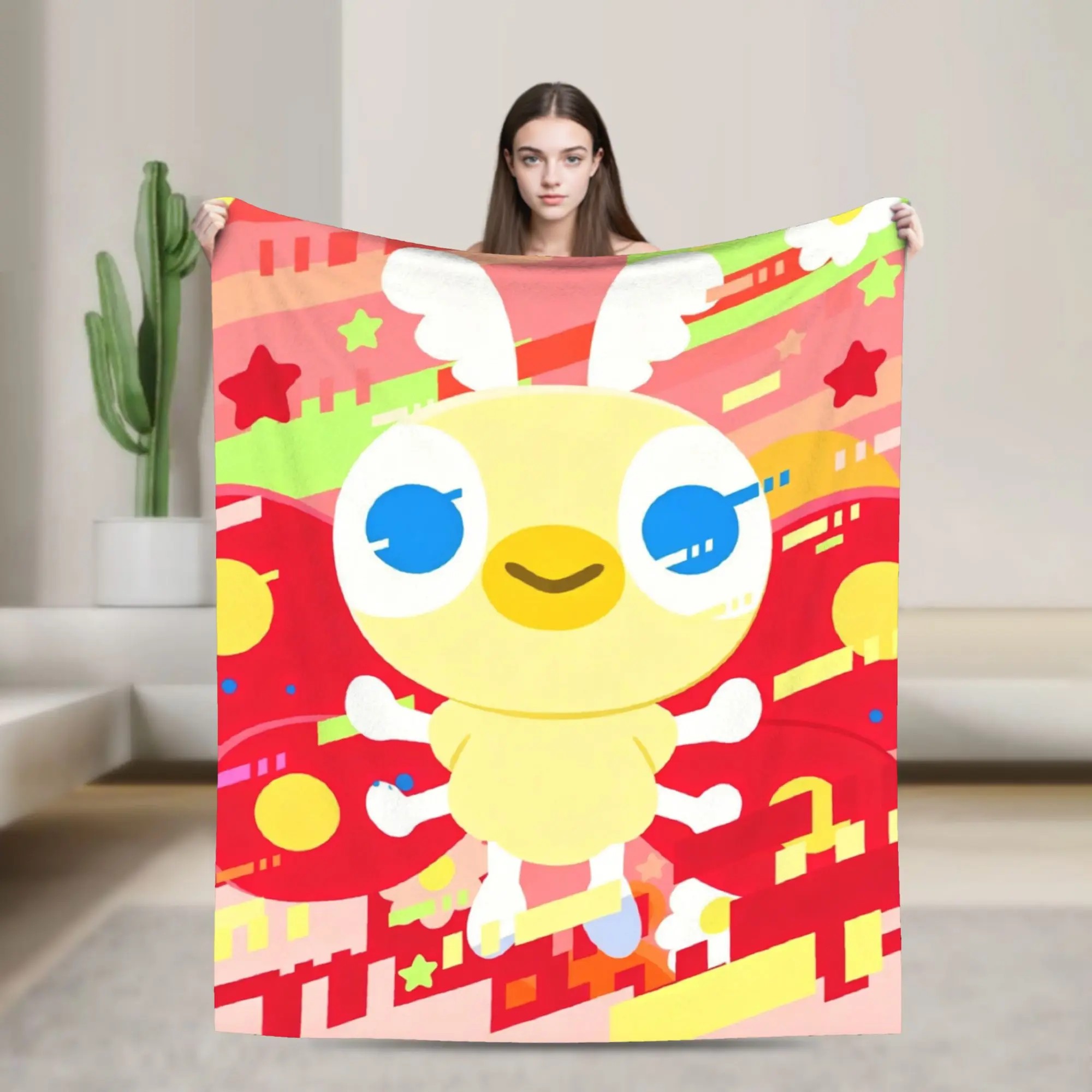 Chibi Monster Raids Again Wool Blanket Cartoon Funny Throw Blankets for Home 150*125cm Quilt