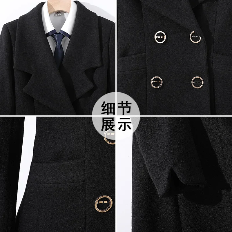 Professional tooling coat women's medium and long thickened jewelry store sales department front desk work clothes woolen