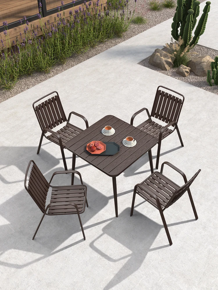 Outdoor leisure table and chair combination outdoor courtyard garden dining chair outdoor shop outside iron plastic chair