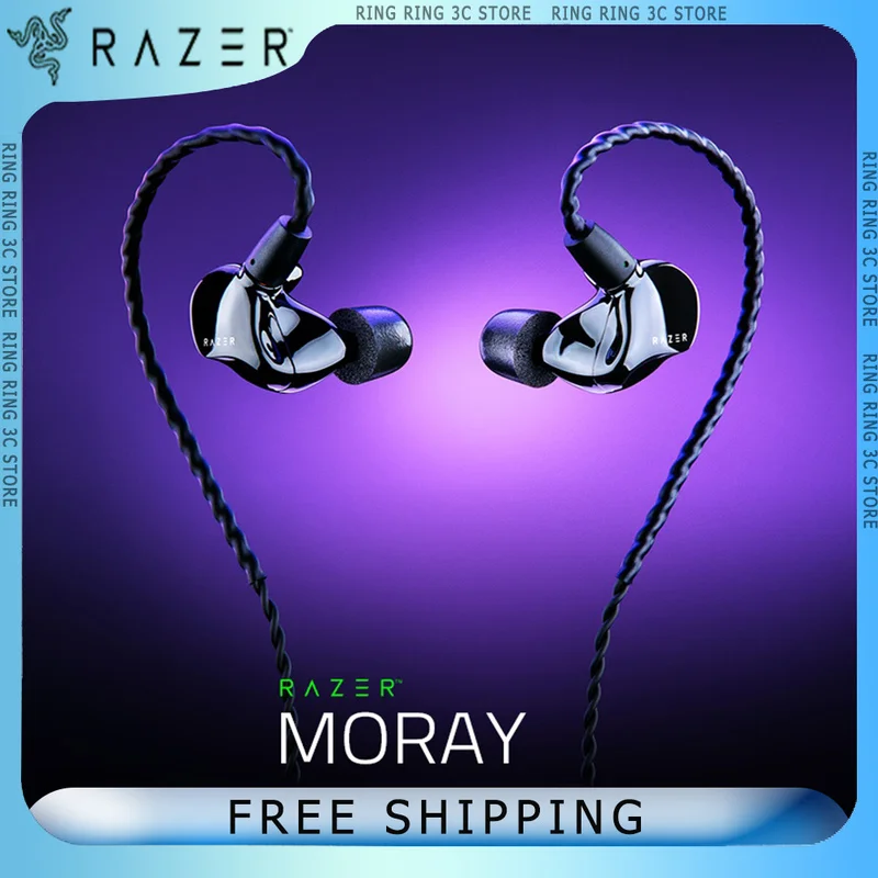 Razer Moray In-ear Monitor Earphones Wired HiFi Ergonomic All-day Streaming Hybrid Dual-Driver Noise Reduction Custom Earbuds