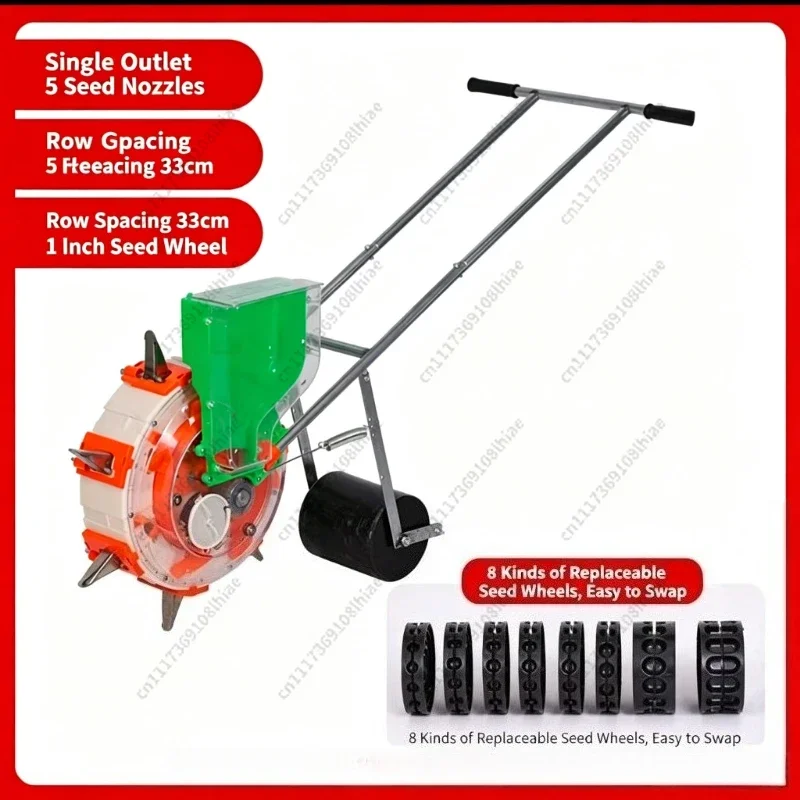 Adjustable Row Spacing Hand Roller Seeder 8 Replaceable Seed Wheels Corn Peanut Soy Vegetable Handheld Sowing Tool