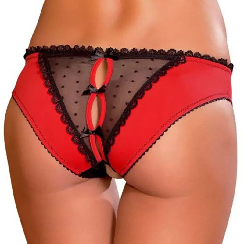 Open Crotch Panties Women Sexy Ladies Lingerie See Through Lace Underpants Low Waist Crotchless Hollow Out Briefs Erotic Briefs