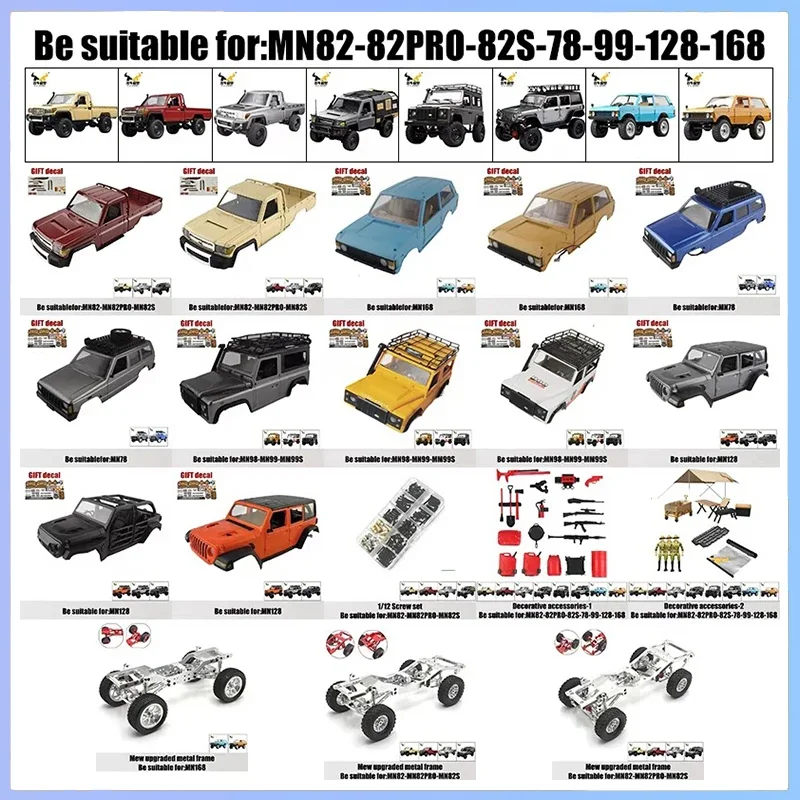 MN MN82-82PRO-82S,MN78,MN99-99S,MN128,MN168。Original body shell with decorative stickers, new upgraded metal frame。