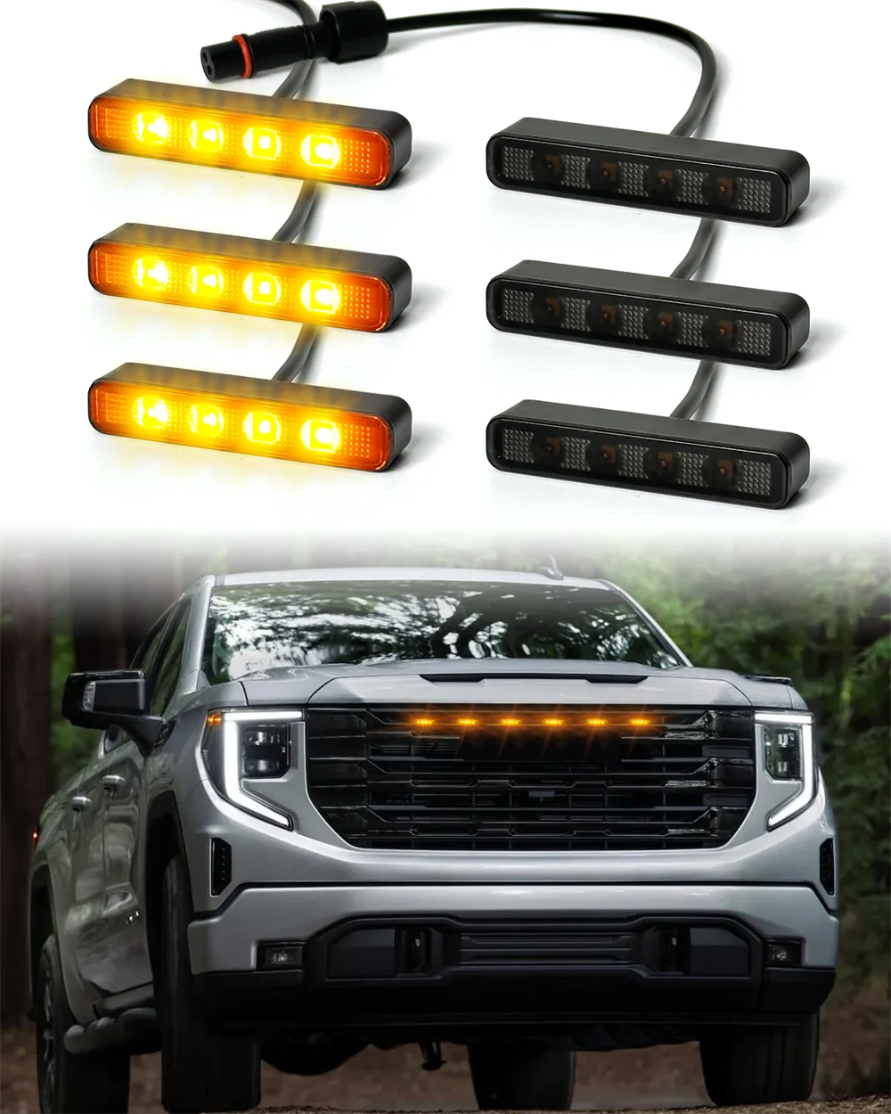 Auto Front Grille Lights For Cars Suv Cars LED Grill Light 6pcs LED Lights Universasl Style