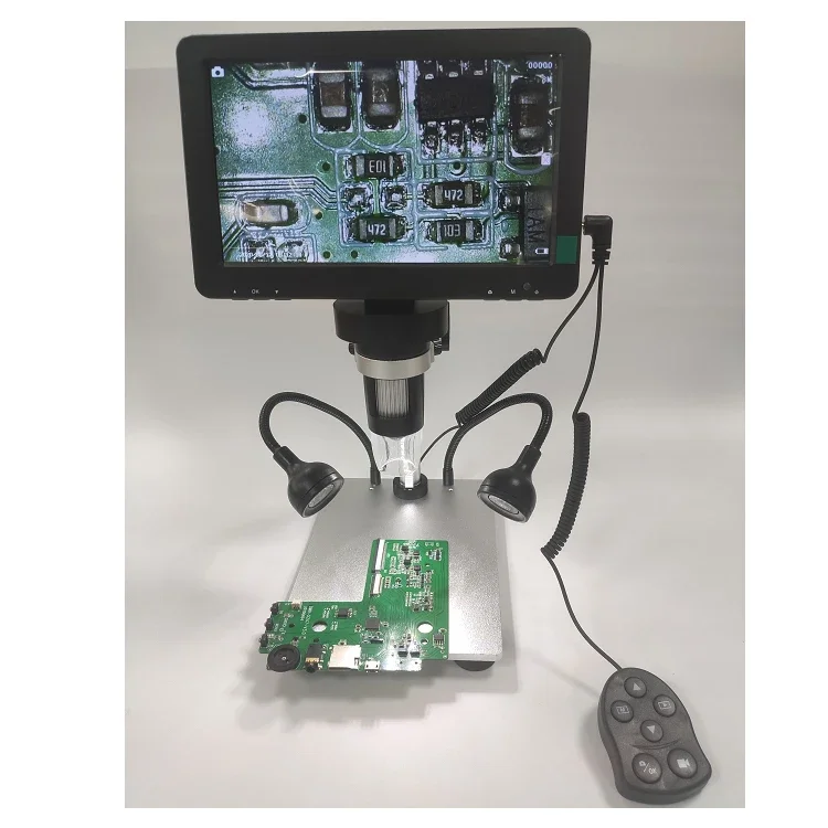 7 inch big screen 8 led lights and external lamp portable 12MP  HD digital LCD microscope with remote control