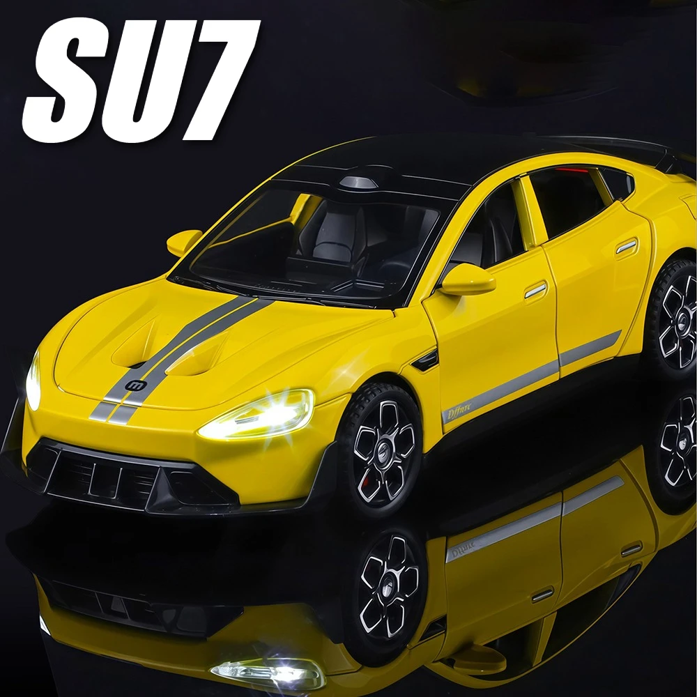 

1:32 SU7 L9 Модель автомобиля Игрушка Изысканные внутренние двери открываются Новые энергетические автомобили Корпус из сплава Резиновые шины Модели для детей Подарки