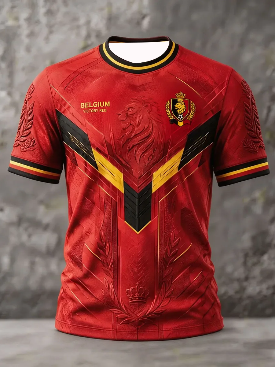 2026 Belgian Fans Football Training T-Shirt - 3D Print - Fashionable, Comfortable and Breathable - Family Clothing