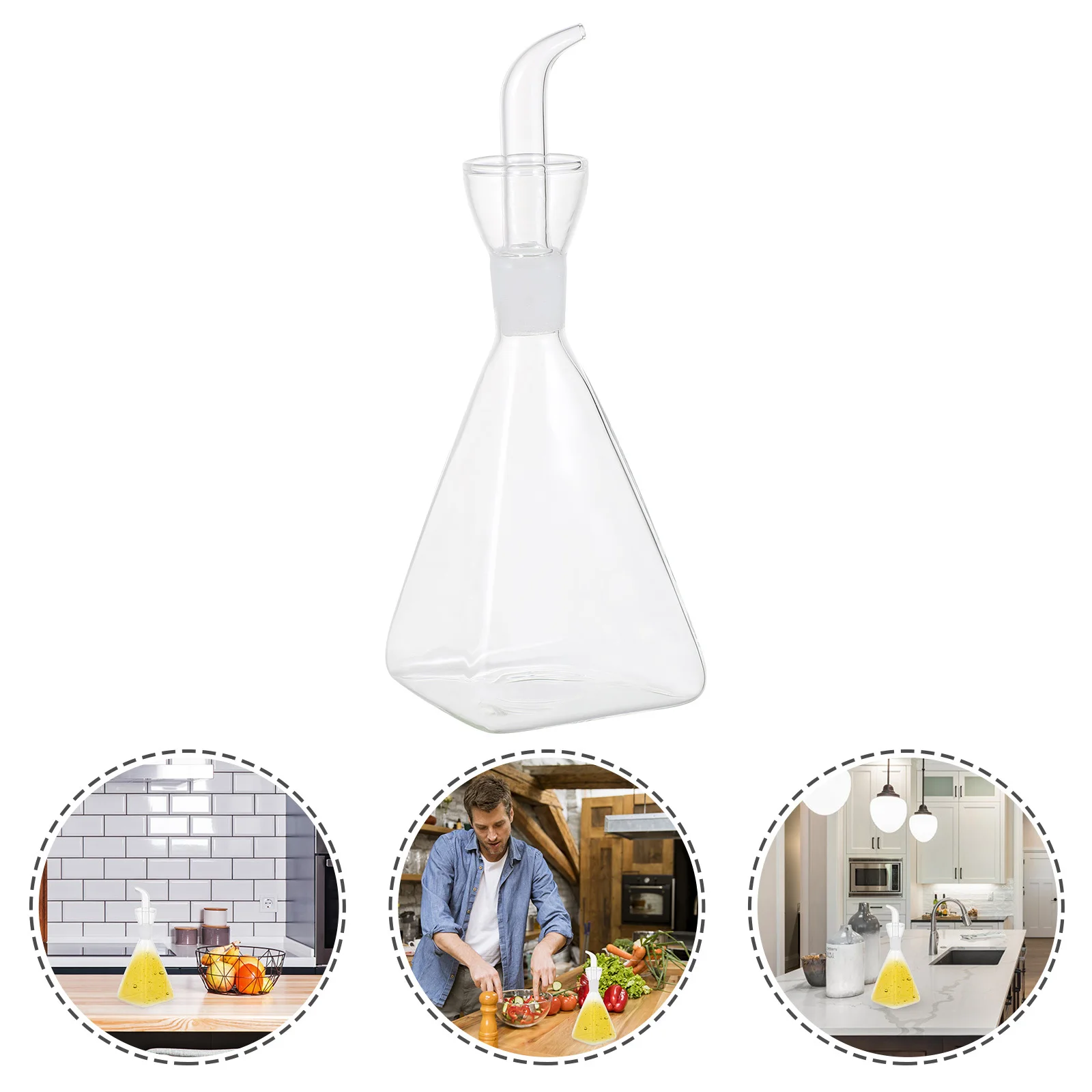

1Pcs Glass Oil Bottle Square Shape Creative Kitchen Condiment Container Perfect for Olive Oil Vinegar Soy Sauce