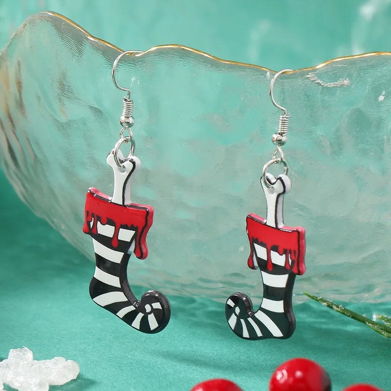 Kreative Acryl Grüne Hand Ohrringe für Frauen Weihnachten Gingle Bells Schwarze Katze Anhänger Ohrringe Neujahr Party Schmuck Geschenke – Detail 10