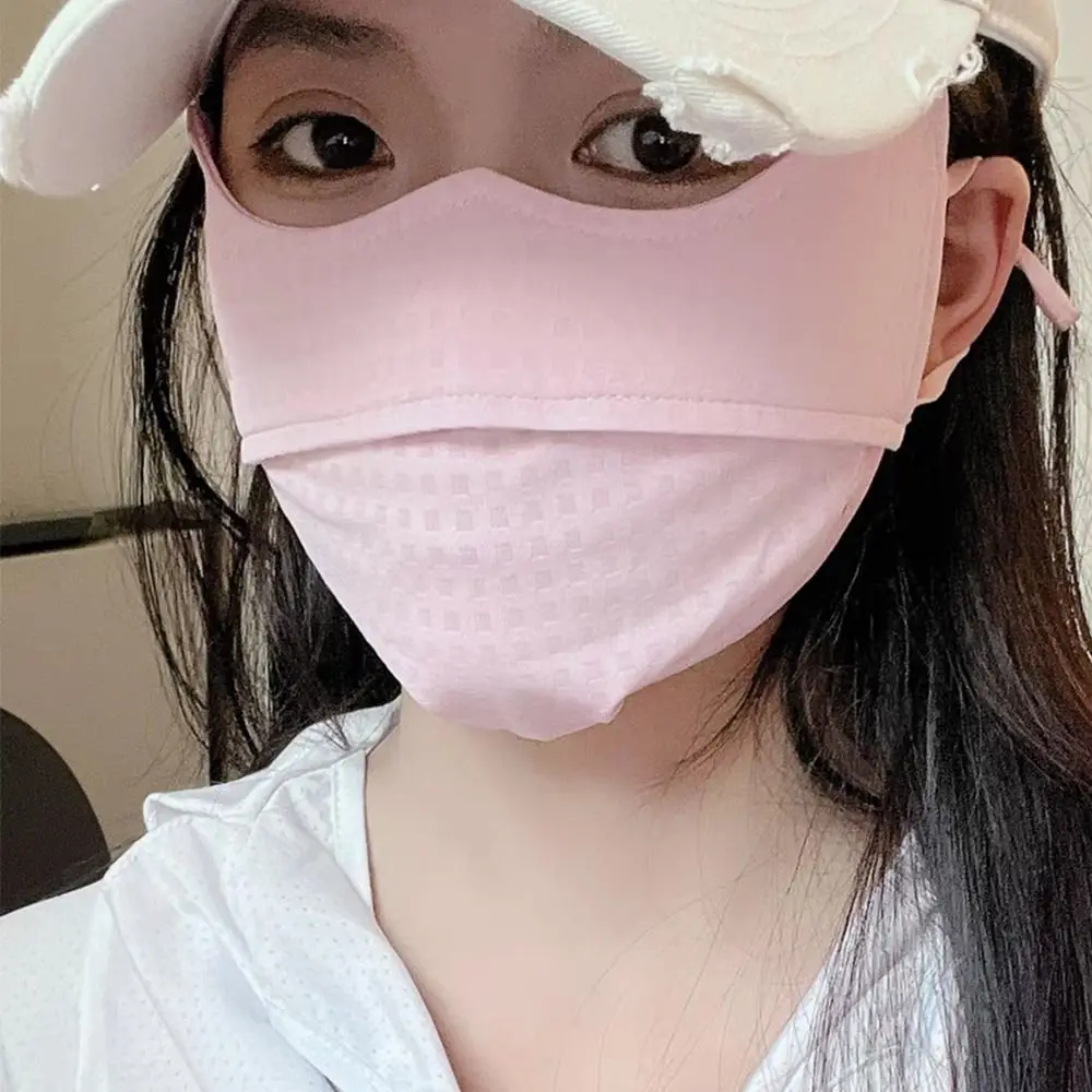 

Thin Solid Color Sunscreen Mask UV Protection Adjustable Face Cover Elastic Breathable Outdoor Face Shield Golf