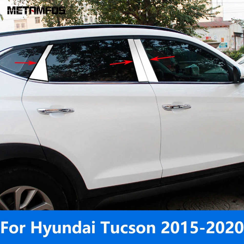 For Hyundai Tucson 2015-2018 2019 2020 Window Center Pillar B C Posts Cover Trim Sticker Stainless Steel Accessories Car Styling