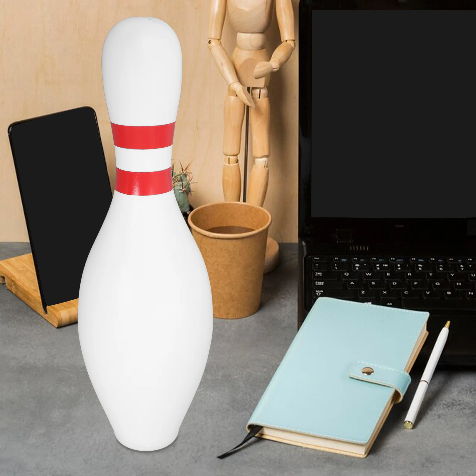 

Creative Bowling Shaped Piggy Bank Plastic Save Box For Adults Desktop Home Office Decoration Gift (White)