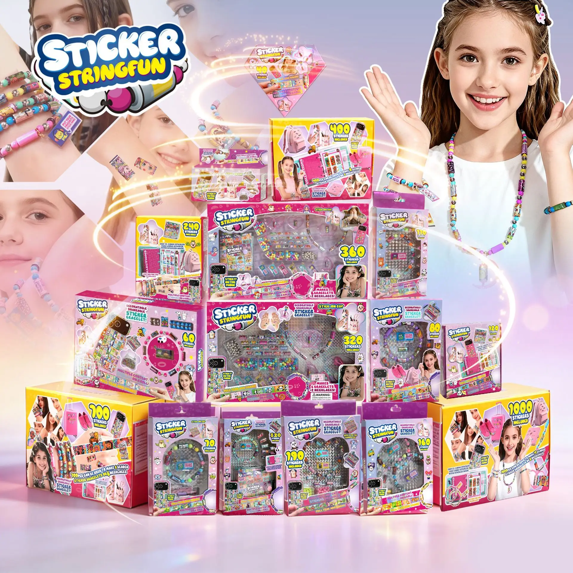 

Браслеты-наклейки, детские креативные цепочки-наклейки, браслеты-наклейки из бисера «сделай сам» для родителей и детей