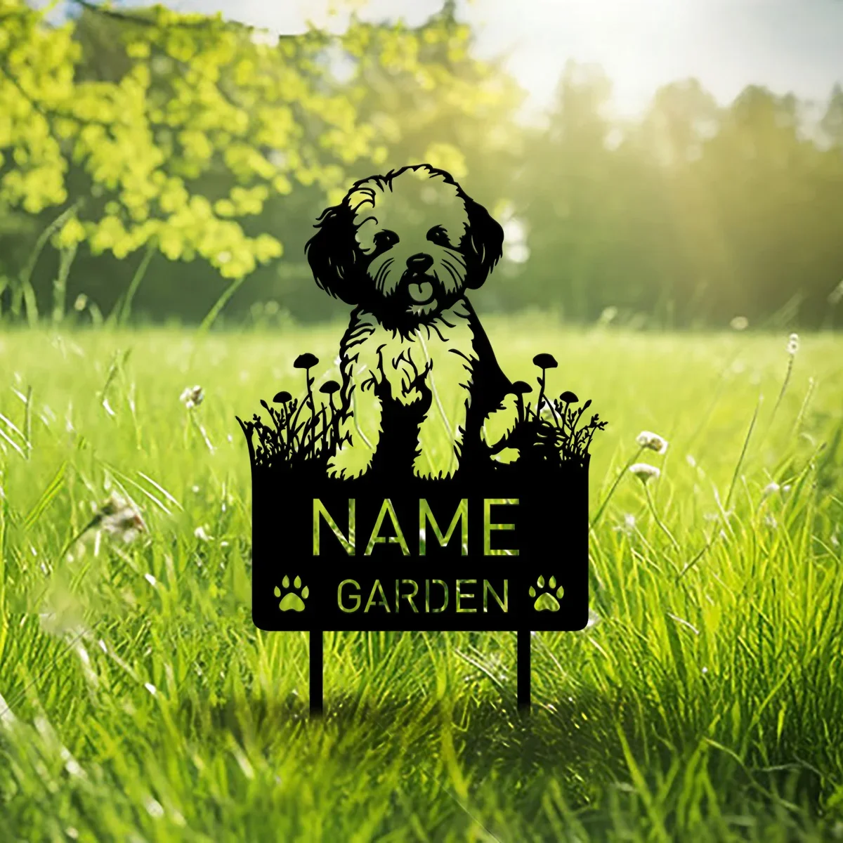 Custom Bichon Frise Dog Metal Memorial Garden Stake Personalized Pet Grave Marker Name Sign Remembrance Stake Decor Sympathy Dog