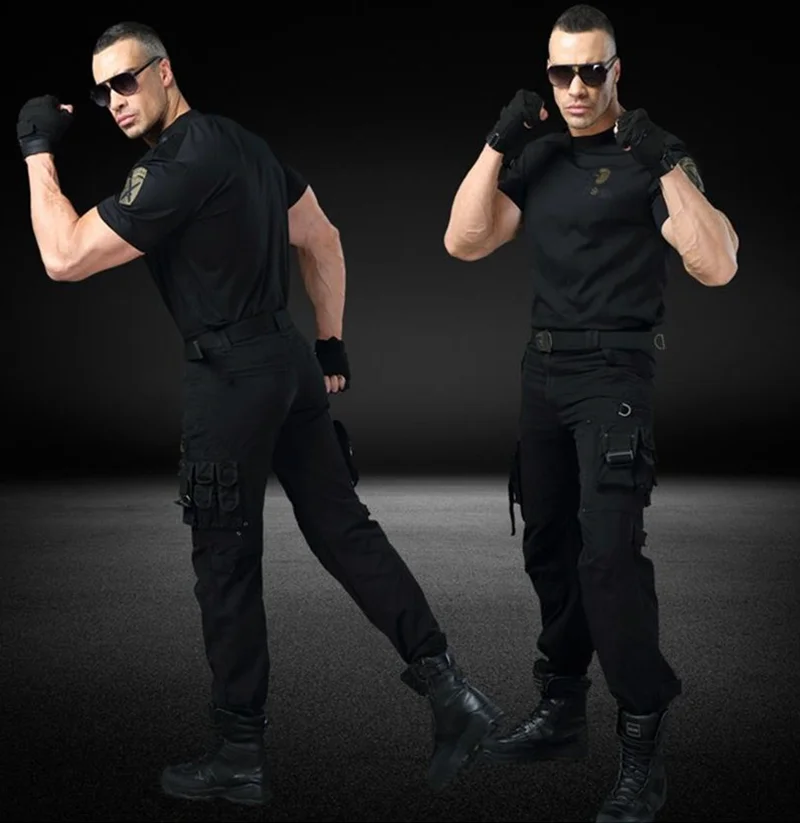 

Allied Special Outdoor Training Field Casual Cotton Round Neck Tactical Air Force Assault Team Short Sleeve T-shirt And Pants