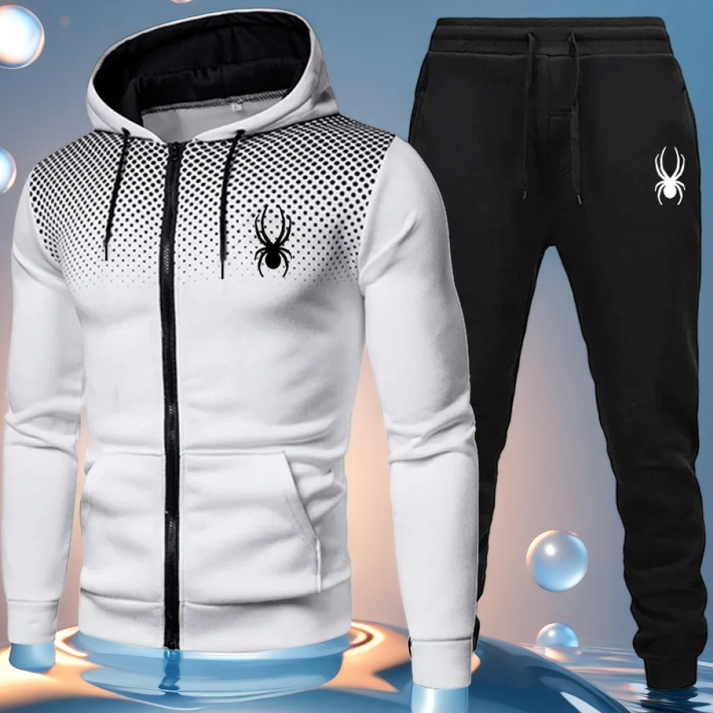 

Two piece men's sports suit, jogging suit, sports suit, hooded sweatshirt, zipper sweatshirt+sports pants, autumn and winter men
