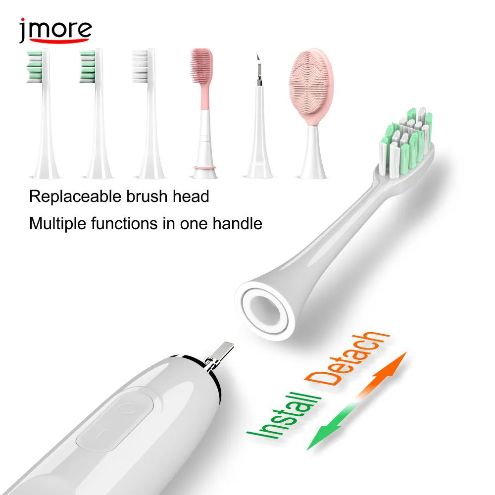 Jmore P5S LCD Ultrasound แปรงสีฟันผู้ใหญ่ TypeC ชาร์จ IPX7ล้างทำความสะอาดได้15โหมดทำความสะอาด Whitening โซนิคไฟฟ้าแปรงสีฟัน