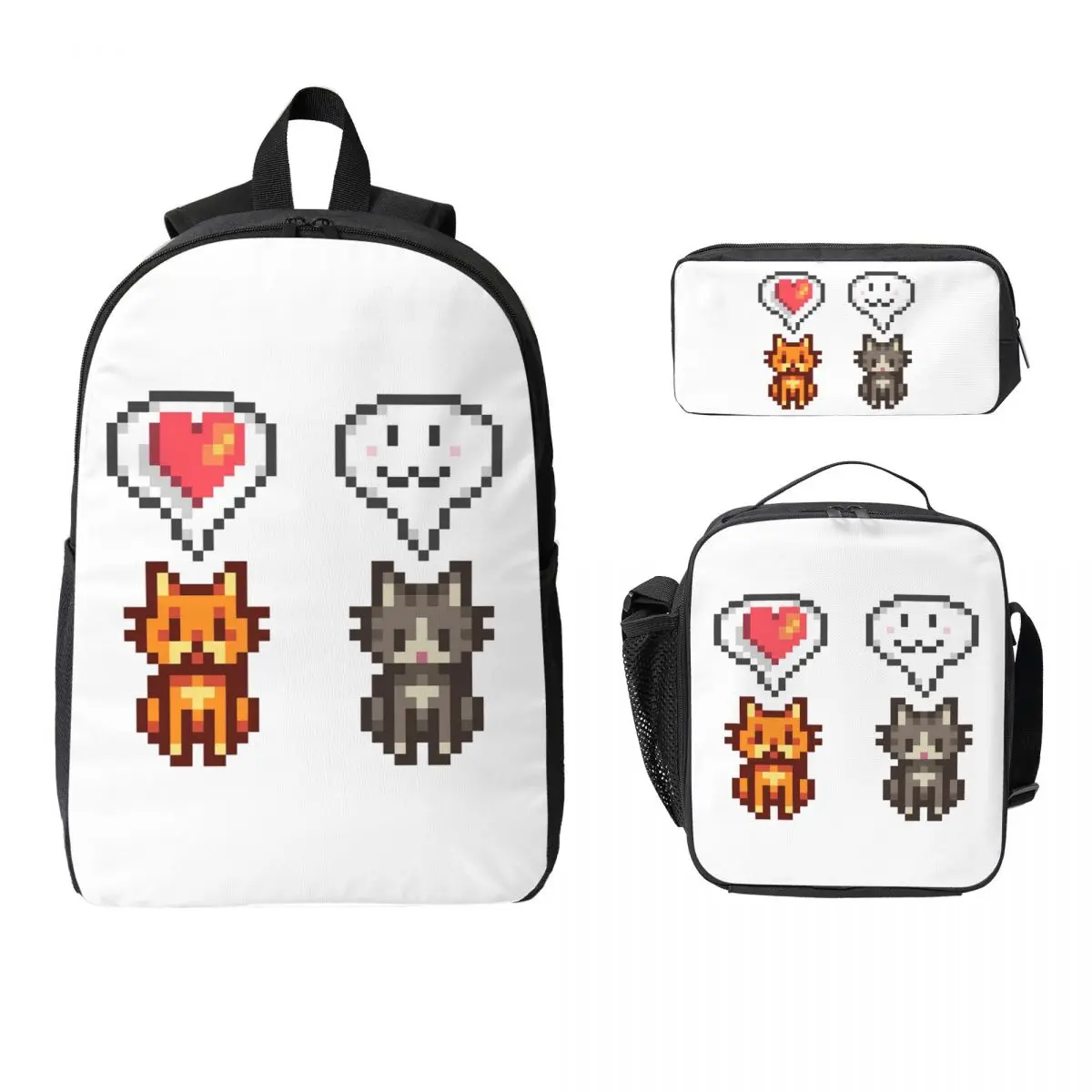 Stardew Valley Video Gamer Backpack Boys Girls BookBag School Bag Computer Shoulder Bags 3ps Insulated Lunch Bag Pencil Case