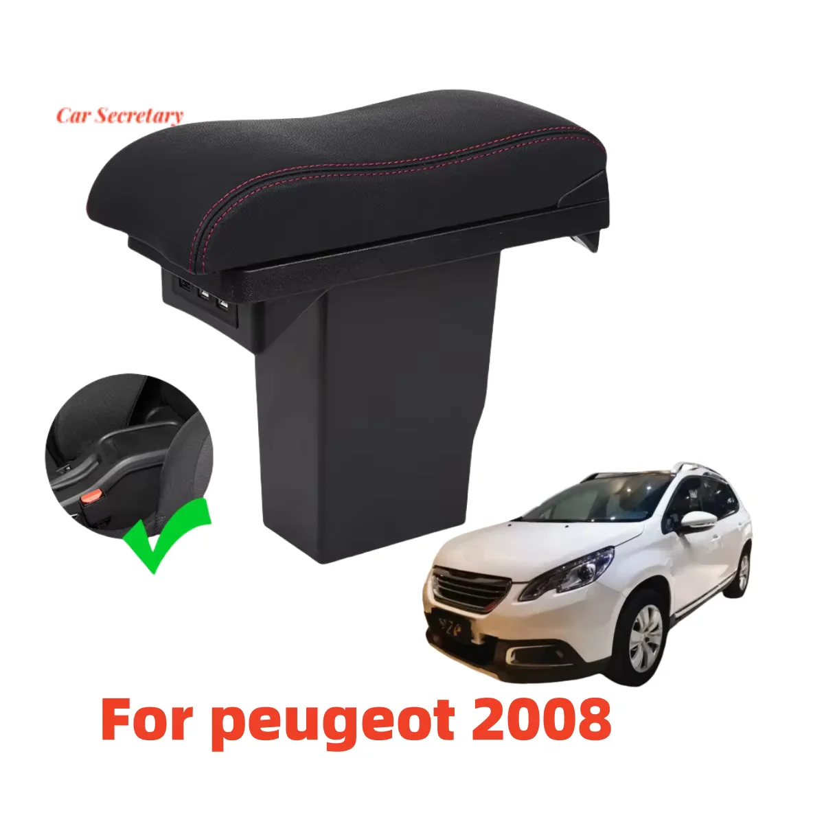 For peugeot 2008 Armrest Box Central Storage Box Dedicated 2012 2013 2014 2015 2016 2017 2018 2019 Accessories for Peugeot