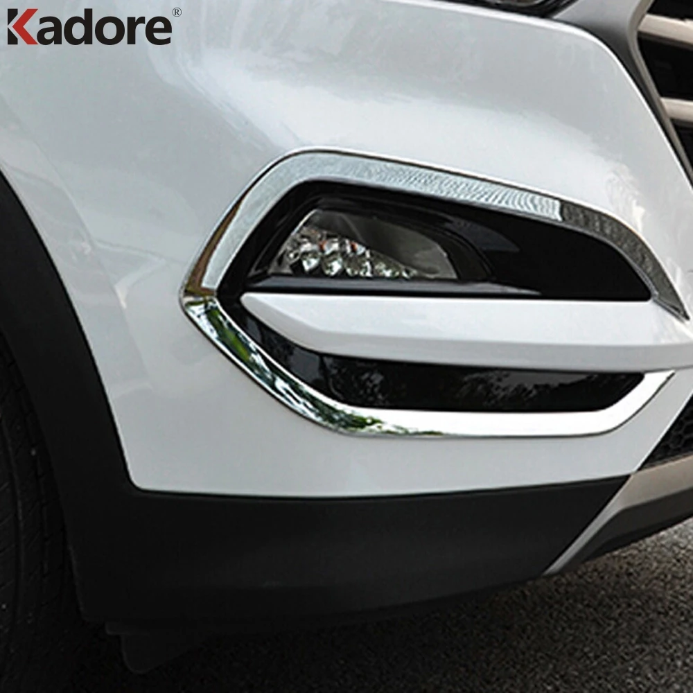 For Hyundai Tucson 2015 2016 2017 2018 Chrome Front Bumper Fog Lights Lamp Trim Foglight Molding Garnish Trims Car Accessories