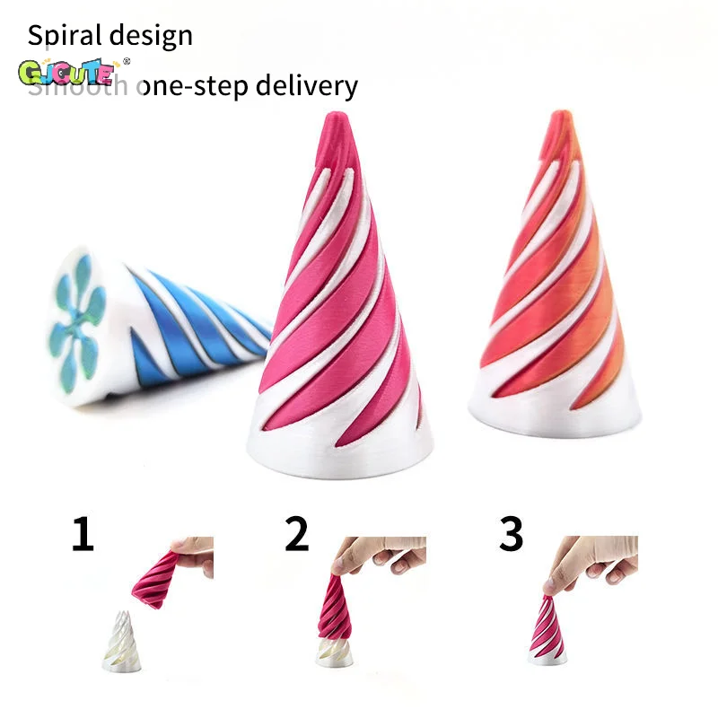 

1PC Ins Pyramid Ornament Sculpture 3D Printed Toy Spiral Cone Decompression Artifact Children's Educational Toy