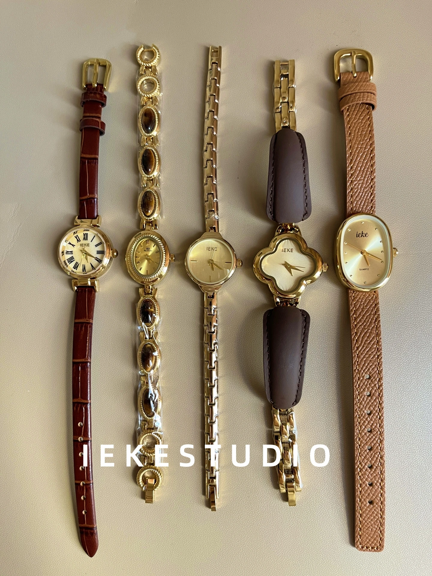 Brown Vintage Luxury Watch Classic Elegant Premium Leather Wristwatch Exquisite Ladies' Quartz Timepiece Gift for Women