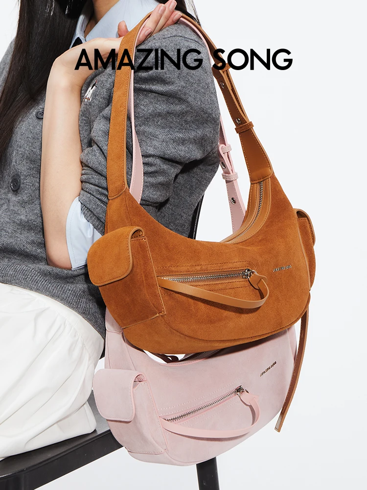 Amazing Song Liqueur Crescent Bag Suede