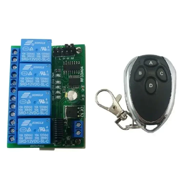 RF33A04 433M 4 Key Rolling Code Keeloq Controler HCS301 Rolling Code Keyfob Transmitter Board For Door Motor Garage LED