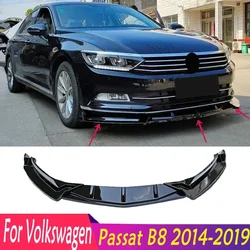 For Volkswagen Passat B8 2014-2019 High Quality Glossy Black Carbon Look Car Front Bumper Lip Diffuser Spoiler Splitter Body Kit