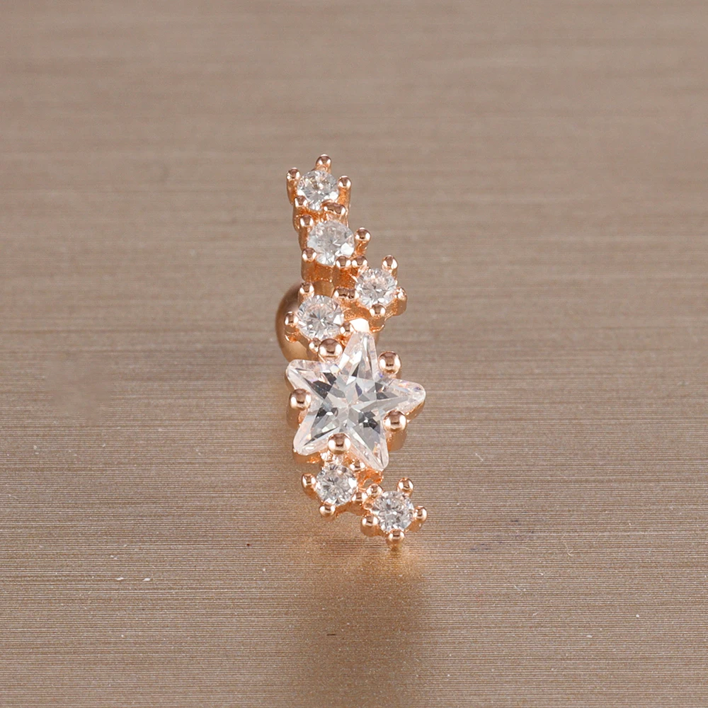 Mini Zircon Cartilage Piercing Stud Earring, 6 Styles