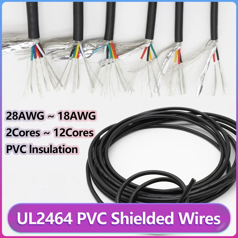 

2/5/10M UL2464 Shielded Wires 2/3/4/5/6/8/10/12Cores Signal Control Audio Line 28/26/24/22/20/18AWG Double-layer Sheathed Cable