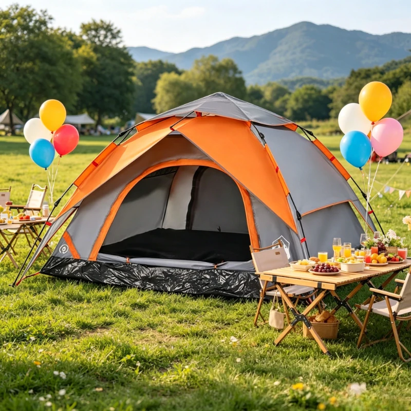 Carpa Familiar Moderna para Acampar, Instalación Rápida, Poliéster con Revestimiento de PU Impermeable y Resistente al Viento, Techo Desmontable, Protección Contra Mosquitos