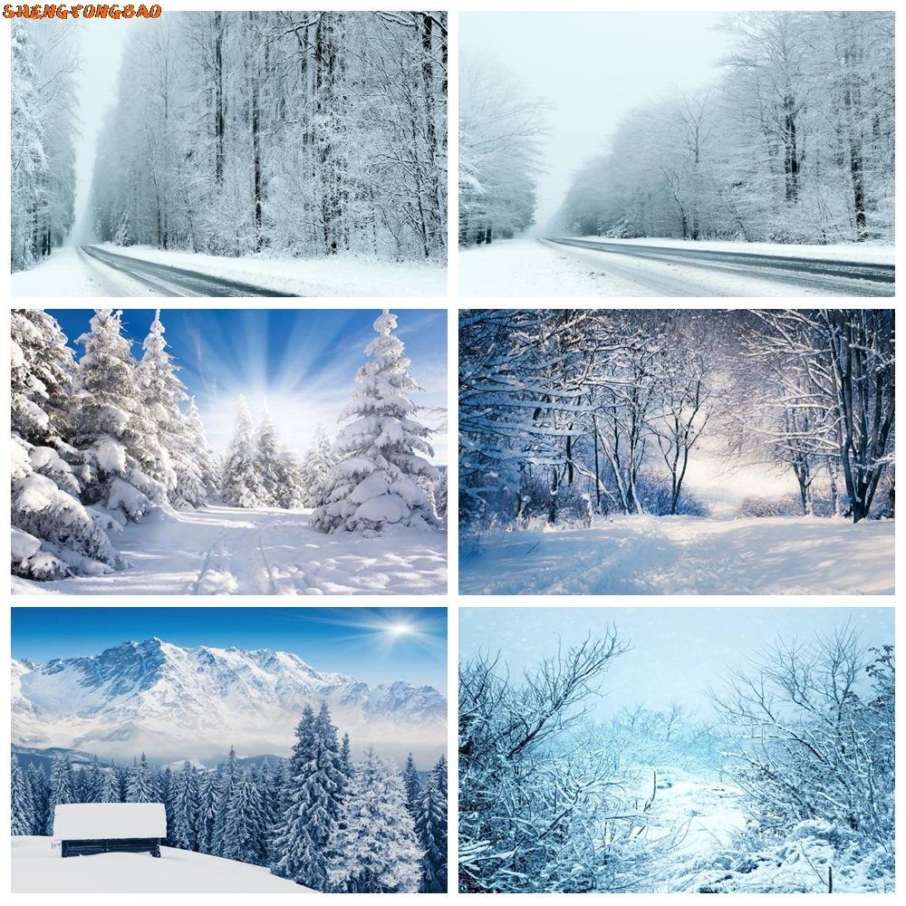 

Winter Wonderland Photography Backdrops Snow Forest Mountain Natural Landscape Kids Portrait Background Decor Photo Studio Props