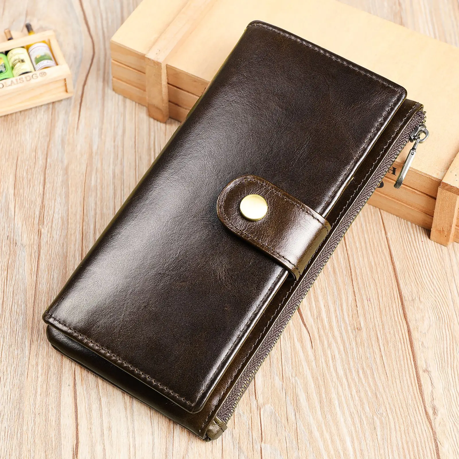

MVA Fashion Wallet RFID Credit Card Holder Cowhide Leather Purse Multi-card Slots Bussiness Wallets Vintage Money Case Purse