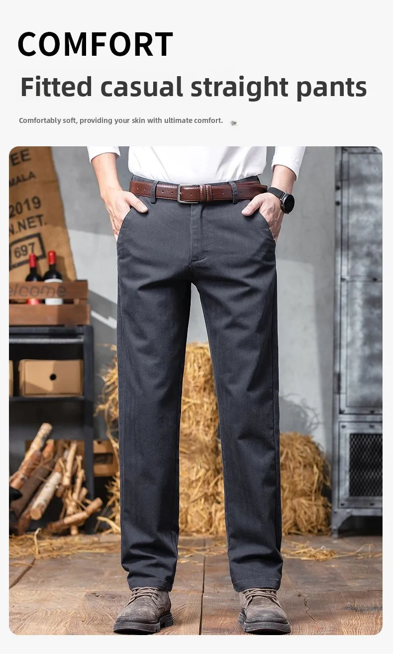 Herbst-Winter Herren Einfarbige Lässige Baumwollhose Dehnbare Anzughose Formelle Business-Baggy-Hose Klassische Schwarze Marineblaue Hose – Detail 3
